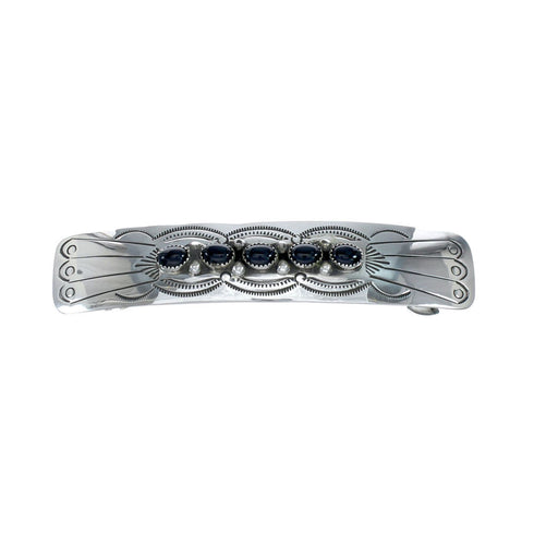 Navajo Sterling Silver Onyx Hair Barrette NN20399